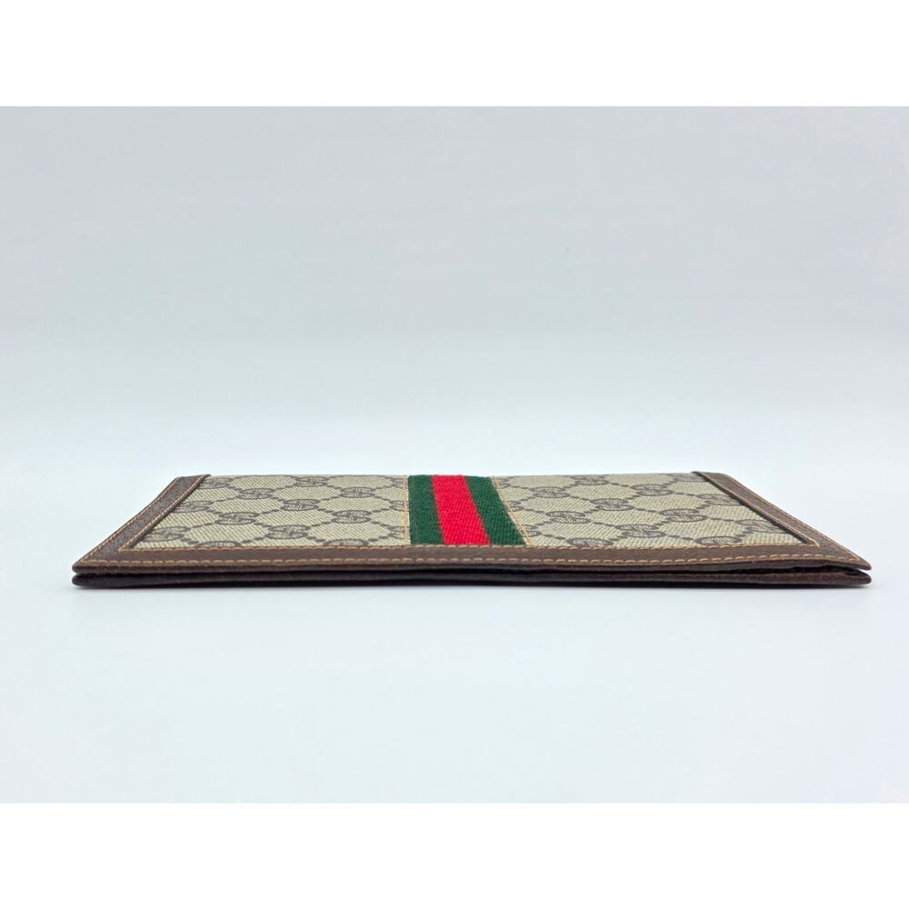 Gucci Vintage GG Canvas Web Stripe Long Wallet Brown Monogram Leather - Picture 4 of 16